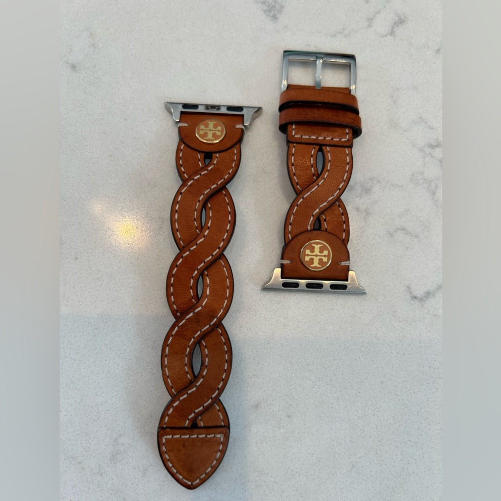 Tory Burch Braided Leather Apple Watch Band in Luggage, 38-40mm